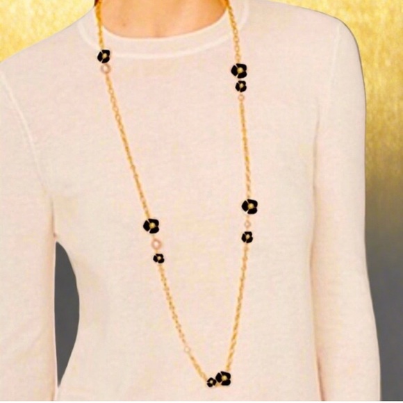 Authentic Tory Burch Black And Gold Necklace At Awesome Price To Buy Now & Save - Picture 5 of 7